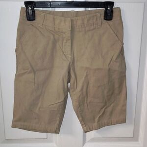 Nautica Girl Tan Khaki School Uniform Shorts Grow With Me Extended Button Waist